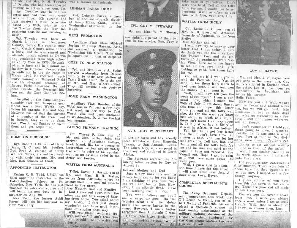 World War II Military News, Cottle County, Texas