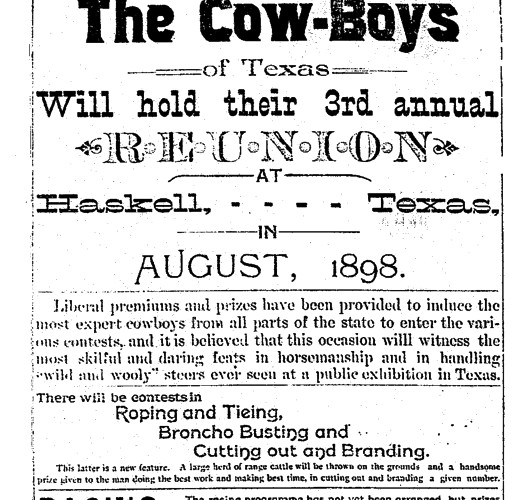 1898 Cowboy Reunion, Haskell Free Press, Haskell County, Texas