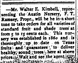 1897 Trees for Sale, Haskell Free Press, Haskell County, Texas