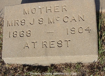 Mrs J S McCann, Haskell County, Texas