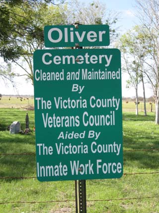 Oliver Cemetery Sign, Victoria County